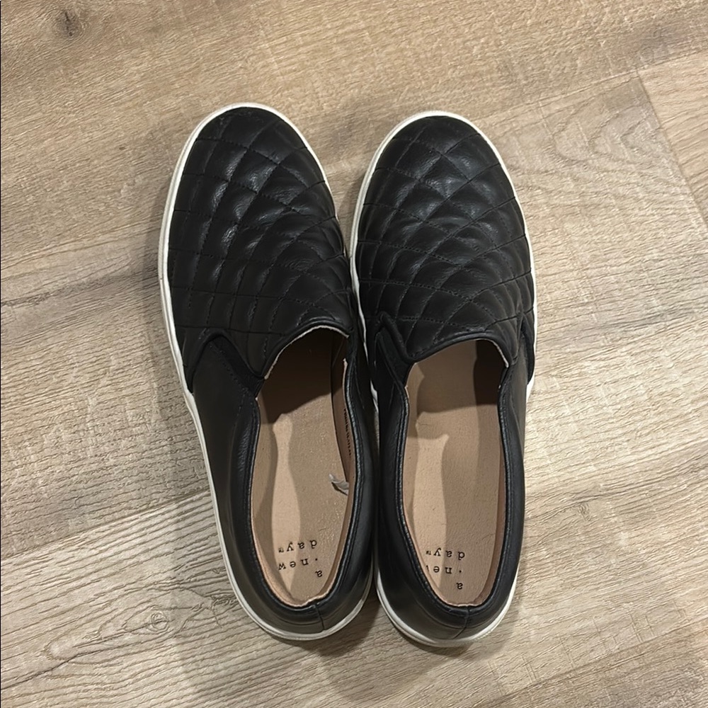 Black Quilted Slip-On Sneakers